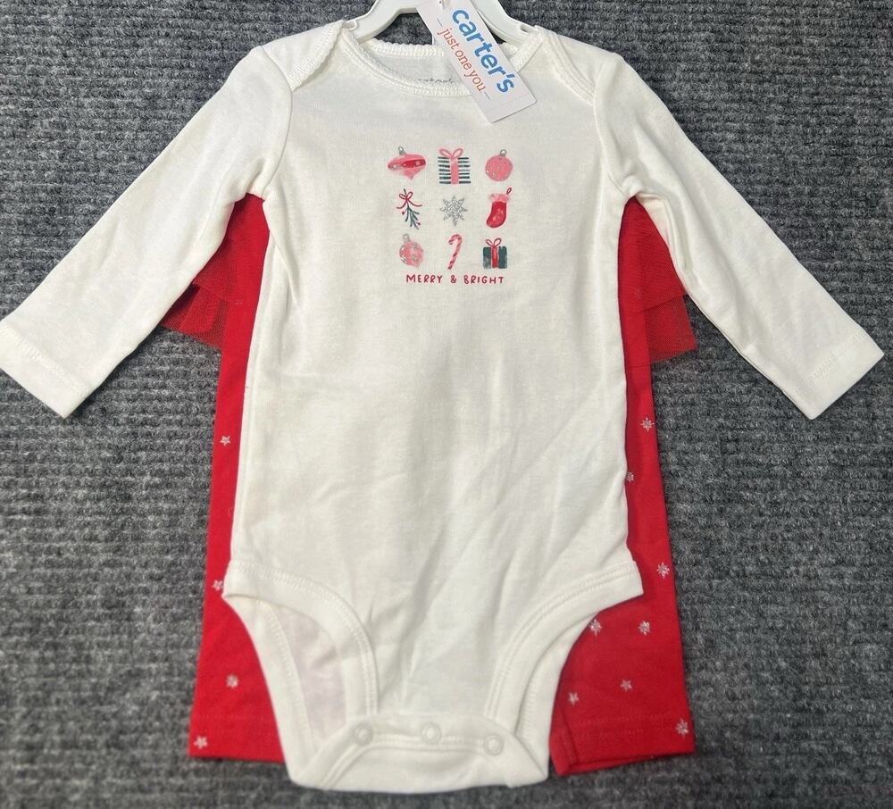 Carter’s Baby Girl Christmas 2-Piece “Merry & Bright” Outfit – Size 12M – NWT
